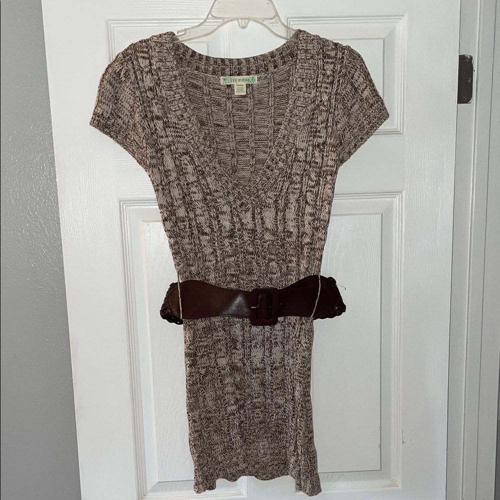 Love By Design Brown and Cream Knit Dress